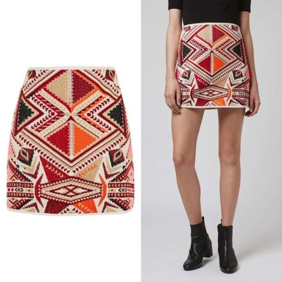 Topshop Dresses & Skirts - TopShop Boho Print A-Line Aztec Mini Skirt